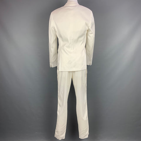 NEIL BARRETT Size 40 White Tencel Blend Notch Lapel Tuxedo Suit