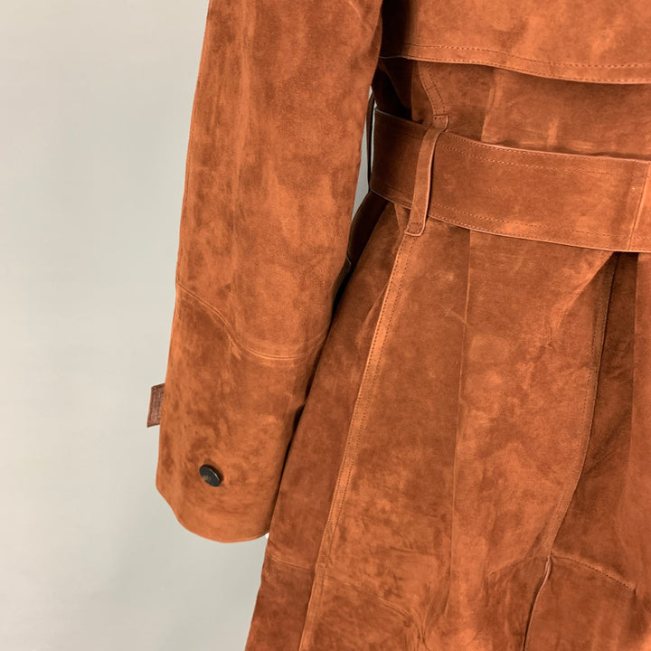 THEORY Size S Brown Suede Lamb Skin Trench Coat
