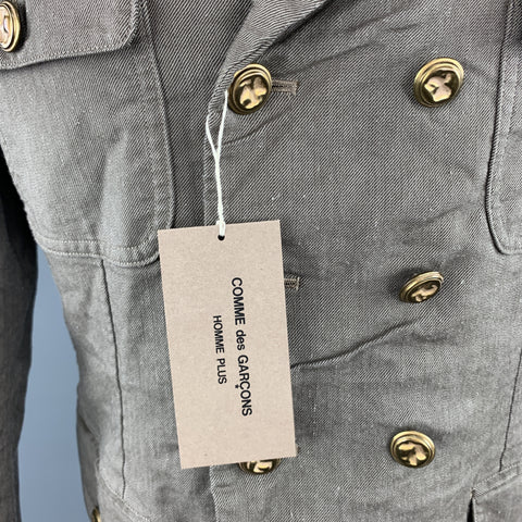 COMME des GARCONS HOMME PLUS Size M Olive Textured Double Breasted Military Jacket