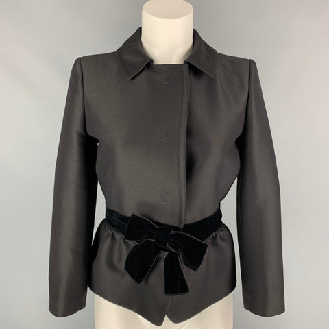 GIAMBATTISTA VALLI Size 6 Black Wool / Silk Bow Jacket