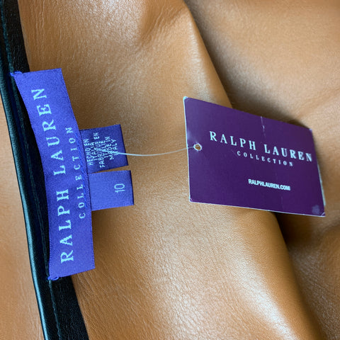 RALPH LAUREN COLLECTION Taille 10 Jupe trapèze en cuir noir