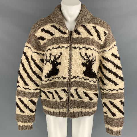 POLO by RALPH LAUREN Size M Oatmeal & Beige Knitted Wool Zip Up Jacket