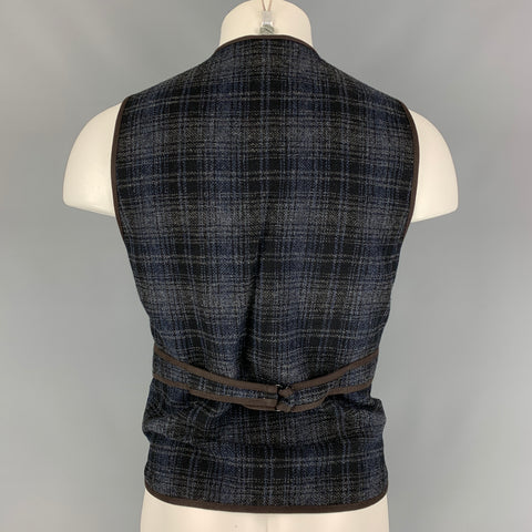 RRL by RALPH LAUREN Size M Blue & Black Plaid Wool Vest
