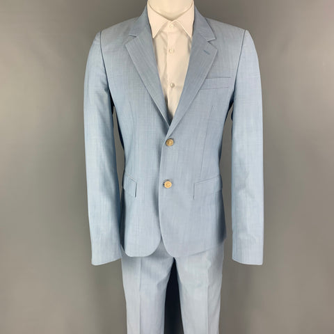 MARC JACOBS Size 38 Blue Light Blue Wool Notch Lapel Suit