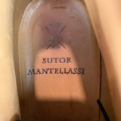 SUTOR MANTELLASSI Size 7.5 Navy Patent Leather Ankle Lace Up Shoes