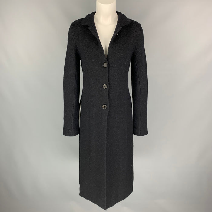 ANN DEMEULEMEESTER Size 2 Black Knitted Wool / Alpaca Cardigan