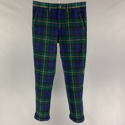 POLO by RALPH LAUREN x PALACE Size 30 Blackwatch Plaid Polyester Zip Fly Dress Pants