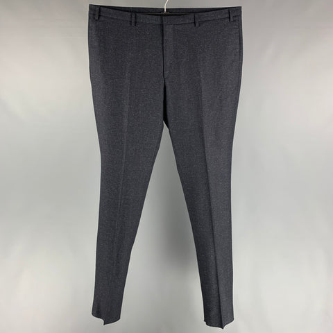 CALVIN KLEIN COLLECTION Taille 40 Pantalon habillé en laine / soie chiné noir et gris