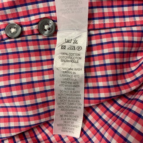 PAUL SMITH Taille L Chemise à manches longues en coton à carreaux rouge et blanc bleu