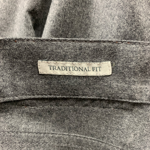 BRUNELLO CUCINELLI Size 34 Grey Heather Wool Button Fly Dress Pants