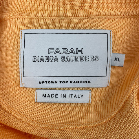 FARAH x BIANCA SAUNDERS Size XL Orange Knitted Polyester Open Collar Gibbs  Polo