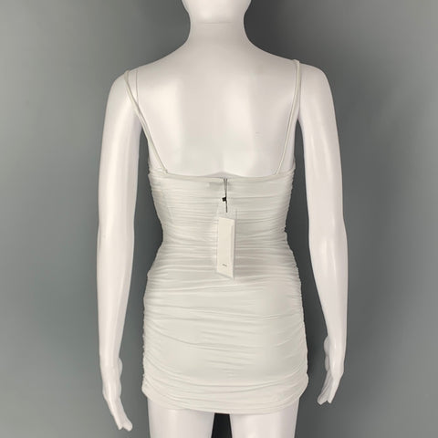 WARDROBE.NYC Talla S Minivestido blanco de viscosa y elastano con tirantes finos fruncidos