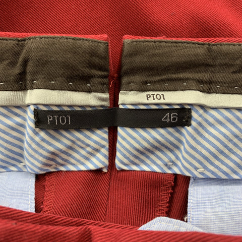 PT01 Size 30 Red Cotton Zip Up Casual Pants