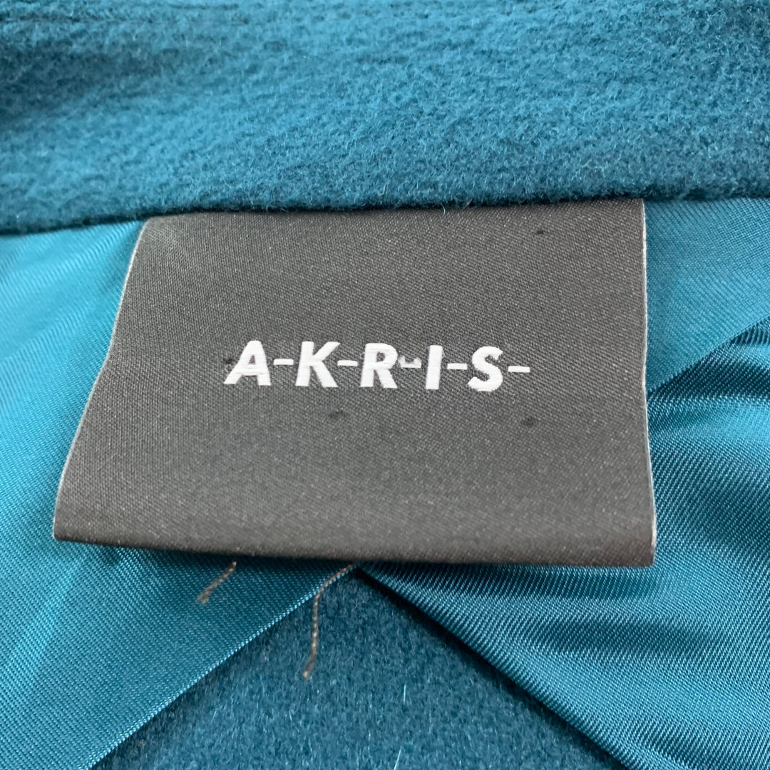 AKRIS Size 4 Blue Teal Cashmere Eye and Hook Jacket Blazer