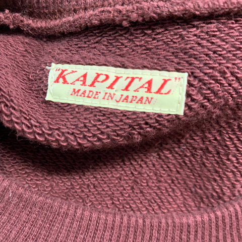 KAPITAL Size XXL Brown Multi-Color Graphic Cotton Oversized Sweatshirt