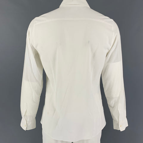 ANN DEMEULEMEESTER Size M White Pleated Cotton Button Up Long Sleeve Shirt