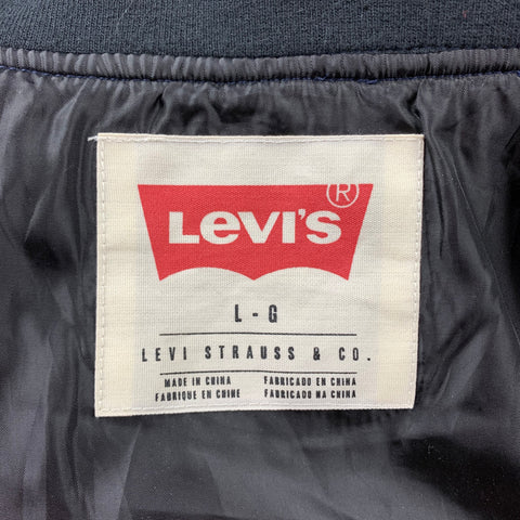 LEVI'S Size L Blue & Red Plaid Quilted Nylon Buttoned Jacket