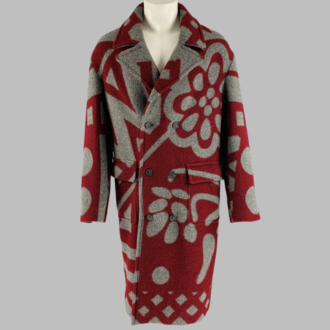 BURBERRY PRORSUM FW14 Taille 46 Manteau en laine florale gris bordeaux