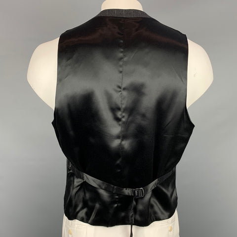 PAUL SMITH Size L Charcoal Chalkstripe Embroidered Wool Buttoned Vest