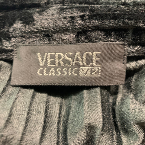 VERSACE CLASSIC Size M Black Velvet Polyester Button Up Long Sleeve Shirt