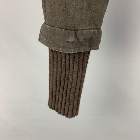 ISABEL BENENATO Size 34 Slate Olive Mixed Fabrics Casual Pants
