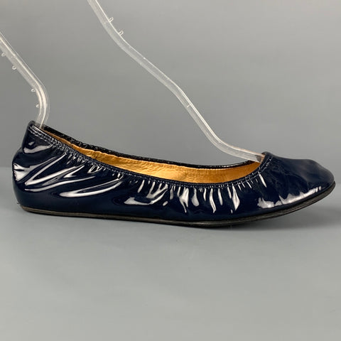 LANVIN Talla 6.5 Bailarinas de charol azul marino