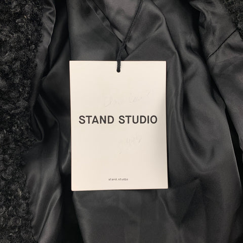 STAND STUDIO Size XL Black Textured Faux Fur Coat
