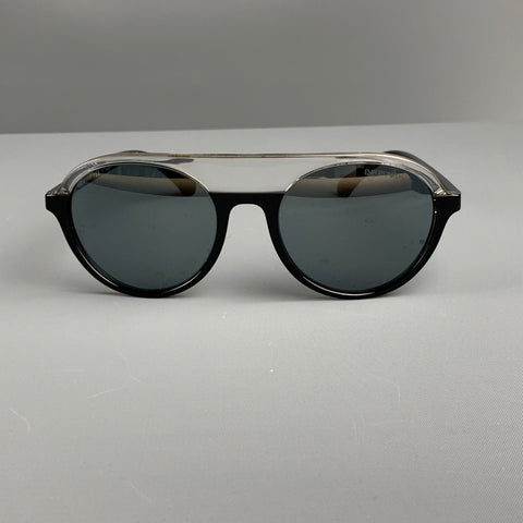 EMPORIO ARMANI Black Clear Color Block Acetate Sunglasses & Eyewear