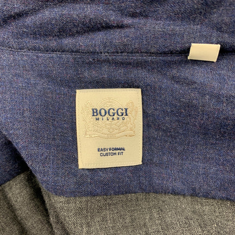 BOGGI Size L Indigo Cotton Button Up Long Sleeve Shirt