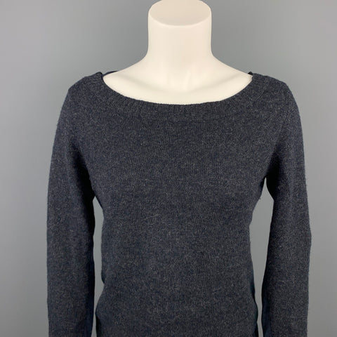 INHABIT Taille S Pull superposé en laine mélangée tricotée bleu marine
