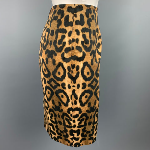 GIAMBATTISTA VALLI Taille 4 Jupe crayon en coton imprimé léopard beige et noir