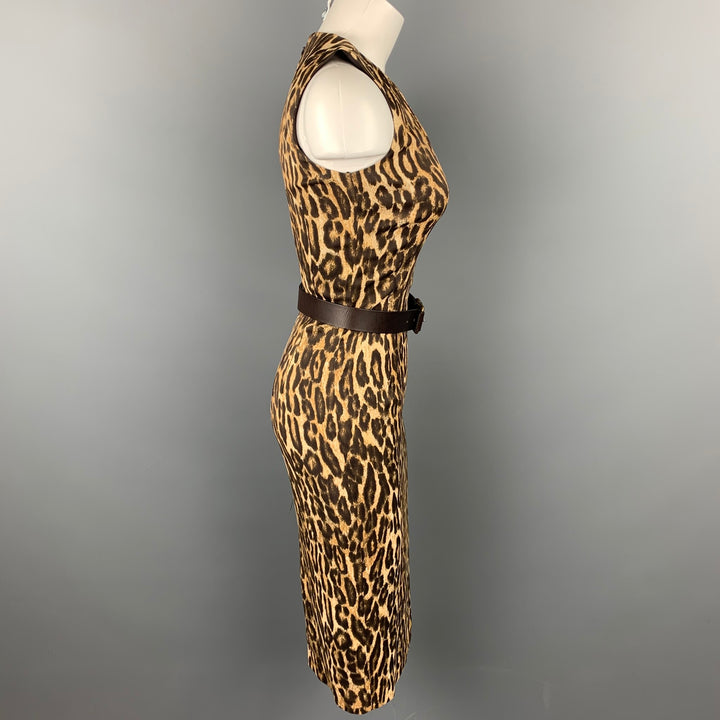 MICHAEL KORS Size 2 Brown Leopard Print Rayon Shift Dress
