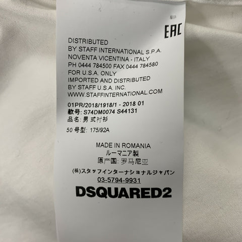 DSQUARED2 Talla M Camisa blanca de manga larga con botones de algodón y elastano liso