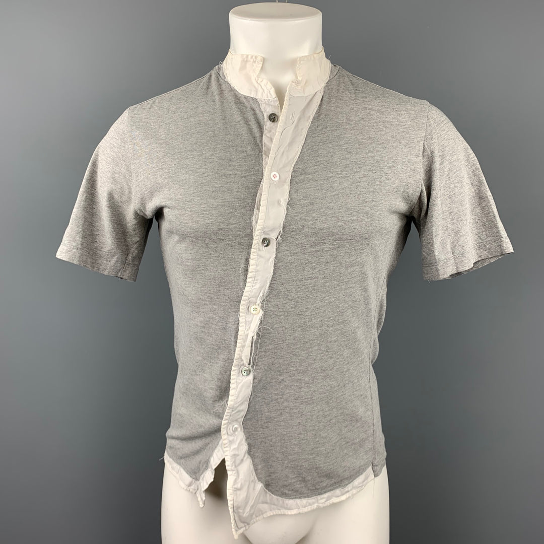 HUSSEIN CHALAYAN Size XS Gray Cotton Buttoned Short Sleeve Shirt