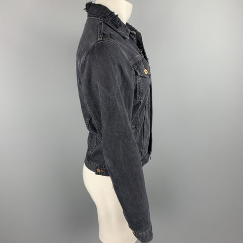 NSF Taille XS Veste de camionneur en denim vieilli noir