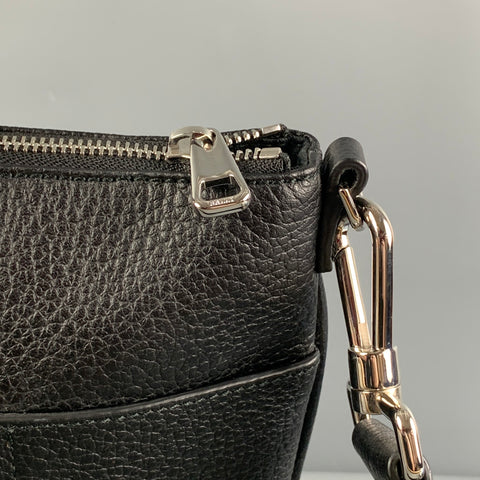 BALLY Black Pebble Grain Leather Shoulder Bag