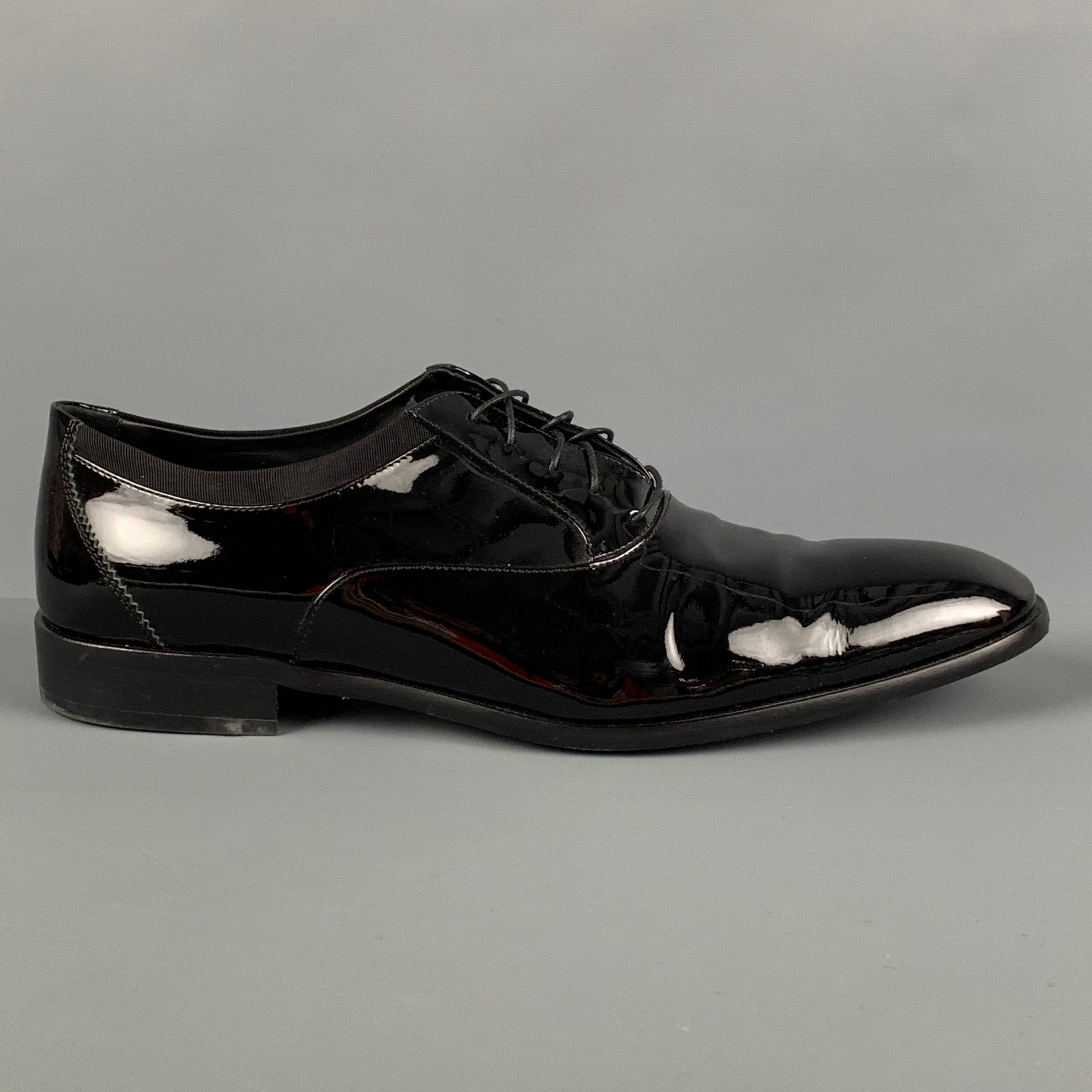 SALVATORE FERRAGAMO Size 13 Black Leather Tuxedo Lace Up