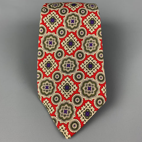POLO by RALPH LAUREN Red Cream Green Silk Tie