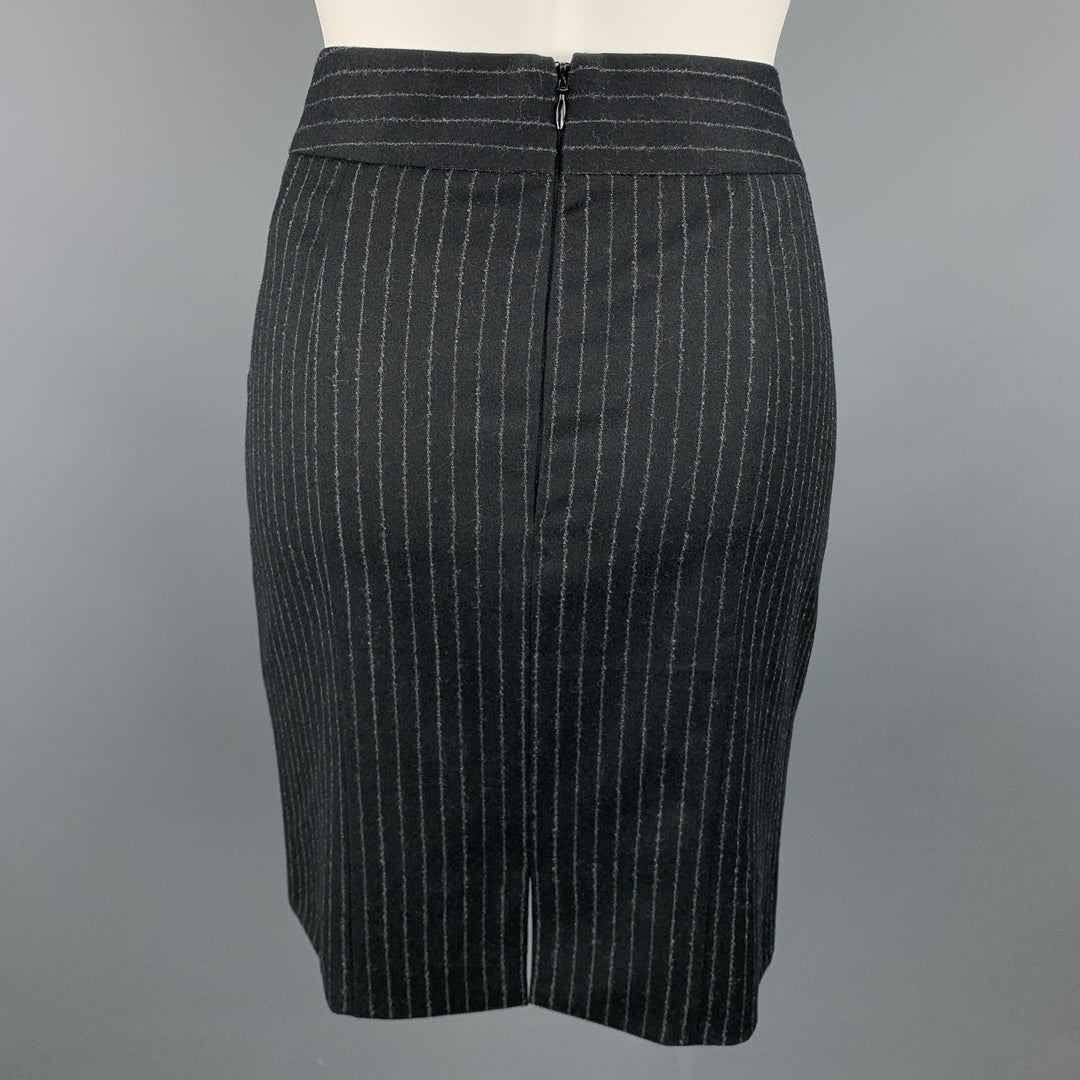 GIORGIO ARMANI Size 4 Black & Grey Pinstripe Pencil Skirt