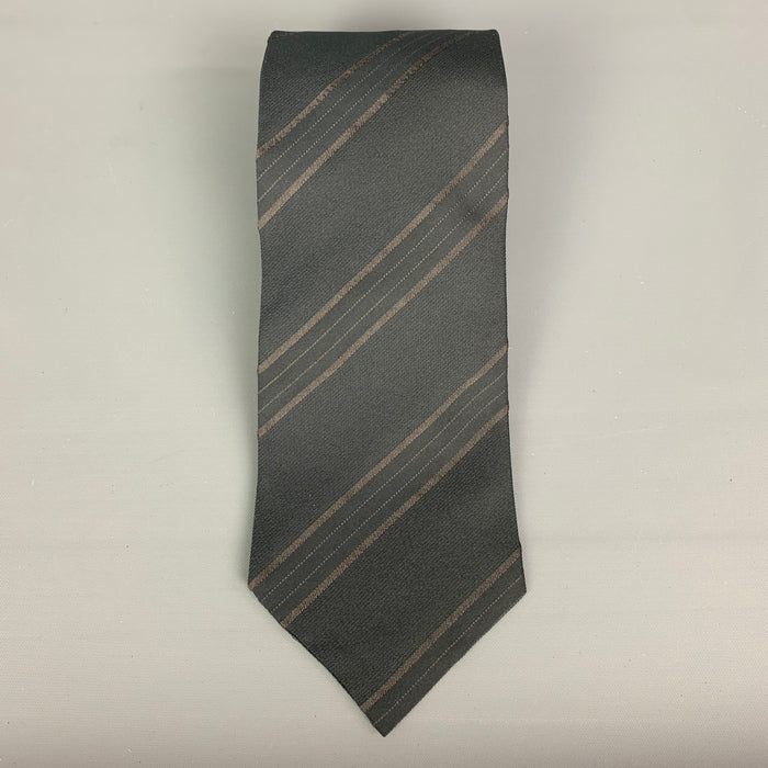 JIL SANDER Black Stripe Silk Tie
