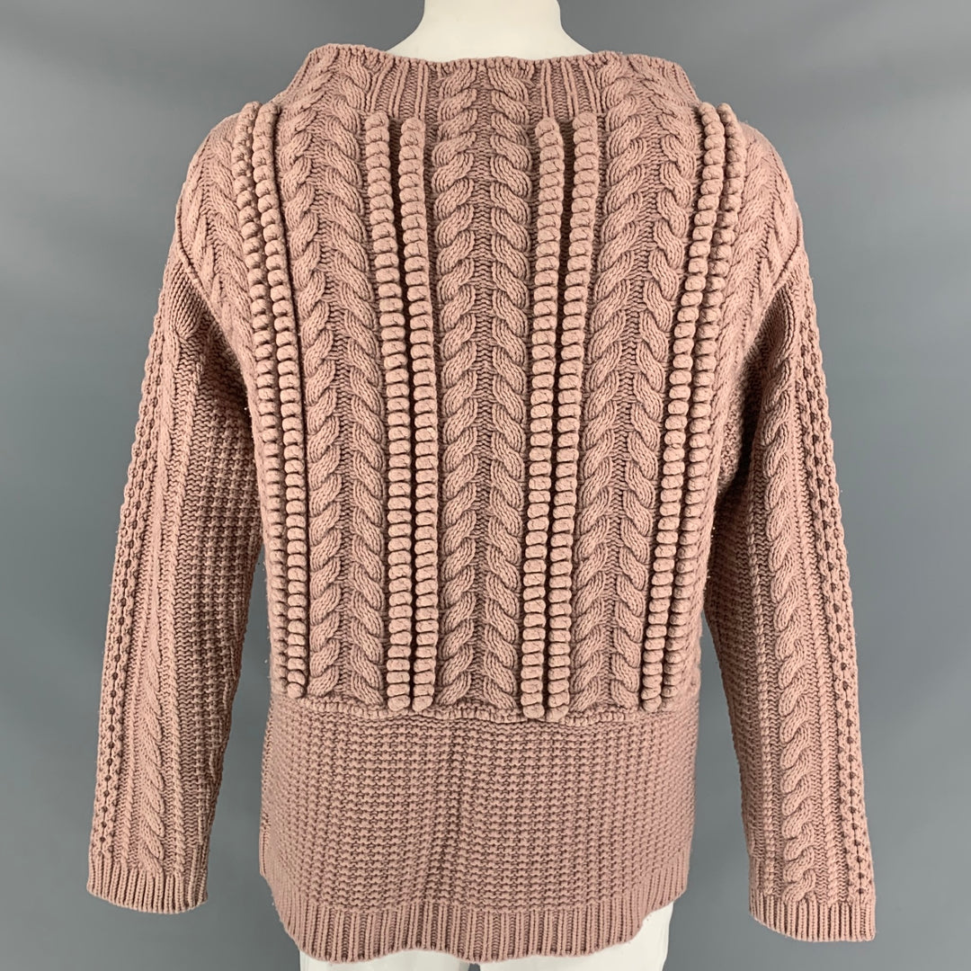 BURBERRY PRORSUM Resort 2013 Size XL Rose Cable Knit Wool Sweater