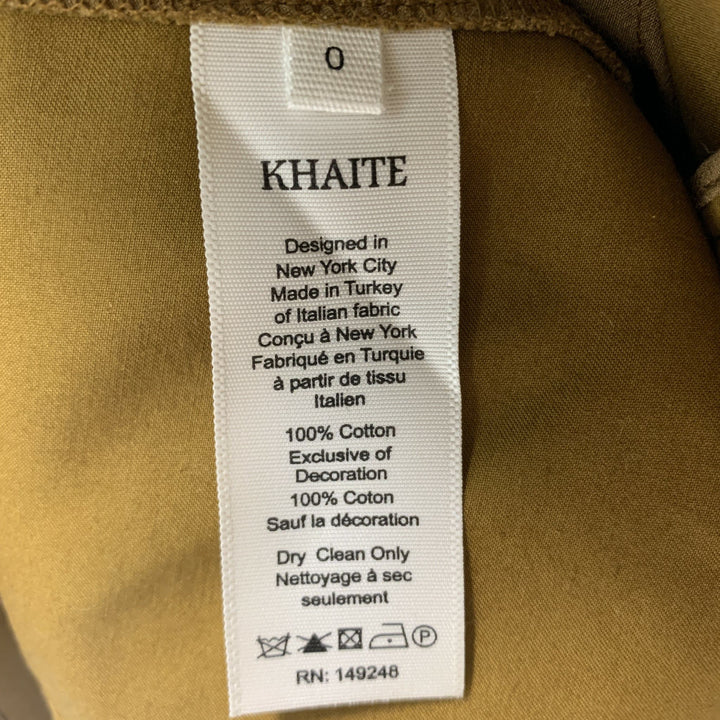 KHAITE Size 0 Camel Cotton Wide Leg Dress Pants