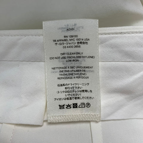 THE ROW Size 0 White Cotton Pleated Dress Pants