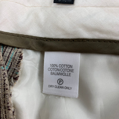 PAUL SMITH Size 36 Taupe & Brown Plaid Cotton Flat Front Dress Pants