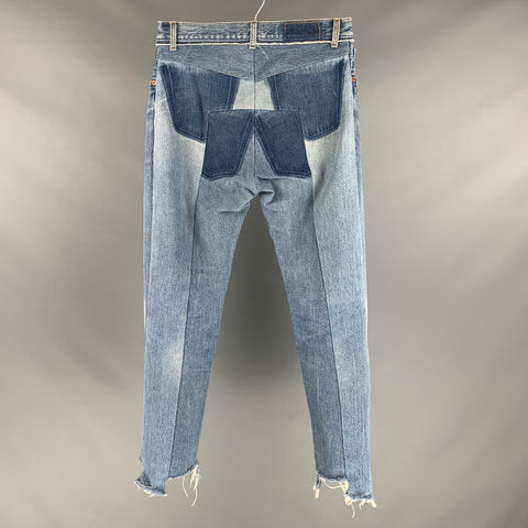 VETEMENTS Size 30 Blue Distressed Cotton Button Fly Jeans
