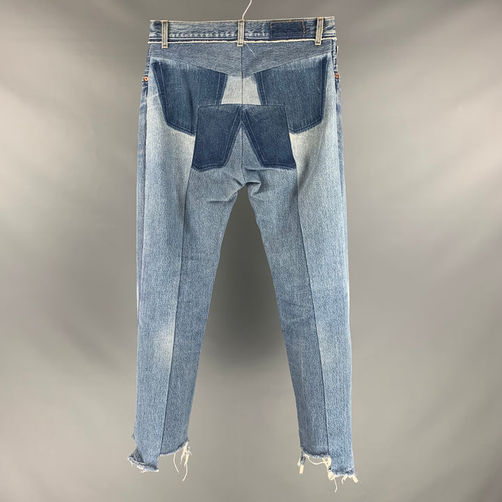 VETEMENTS Size 30 Blue Distressed Cotton Button Fly Jeans