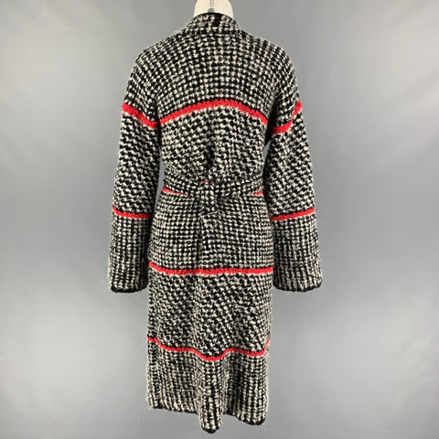 EMPORIO ARMANI Taille 4 Manteau sans col en tweed mélangé de laine noire et blanche