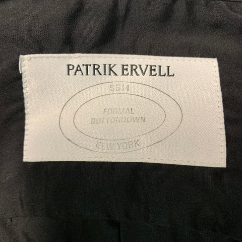 PATRIK ERVELL Taille M Chemise à manches longues en coton uni noir avec patte cachée