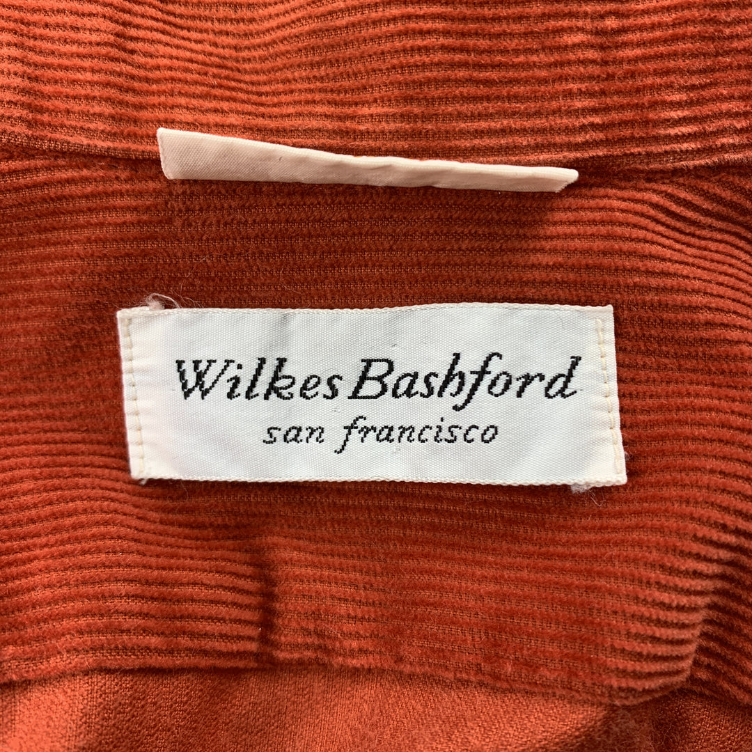 WILKES BASHFORD Size L Orange Corduroy Epaulettes Long Sleeve Shirt