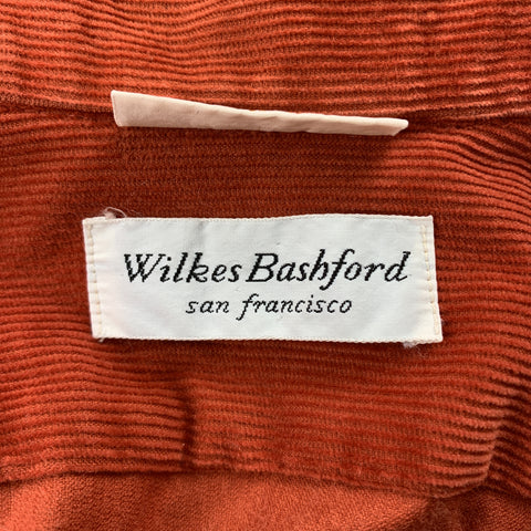 WILKES BASHFORD Camisa de manga larga con charreteras de pana naranja talla L